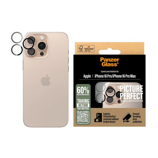 Hátsó kamera védőfólia PanzerGlass PicturePerfect Apple iPhone 16 Pro Max / 16 Pro készülékhez, Edzett üveg, Átlátszó