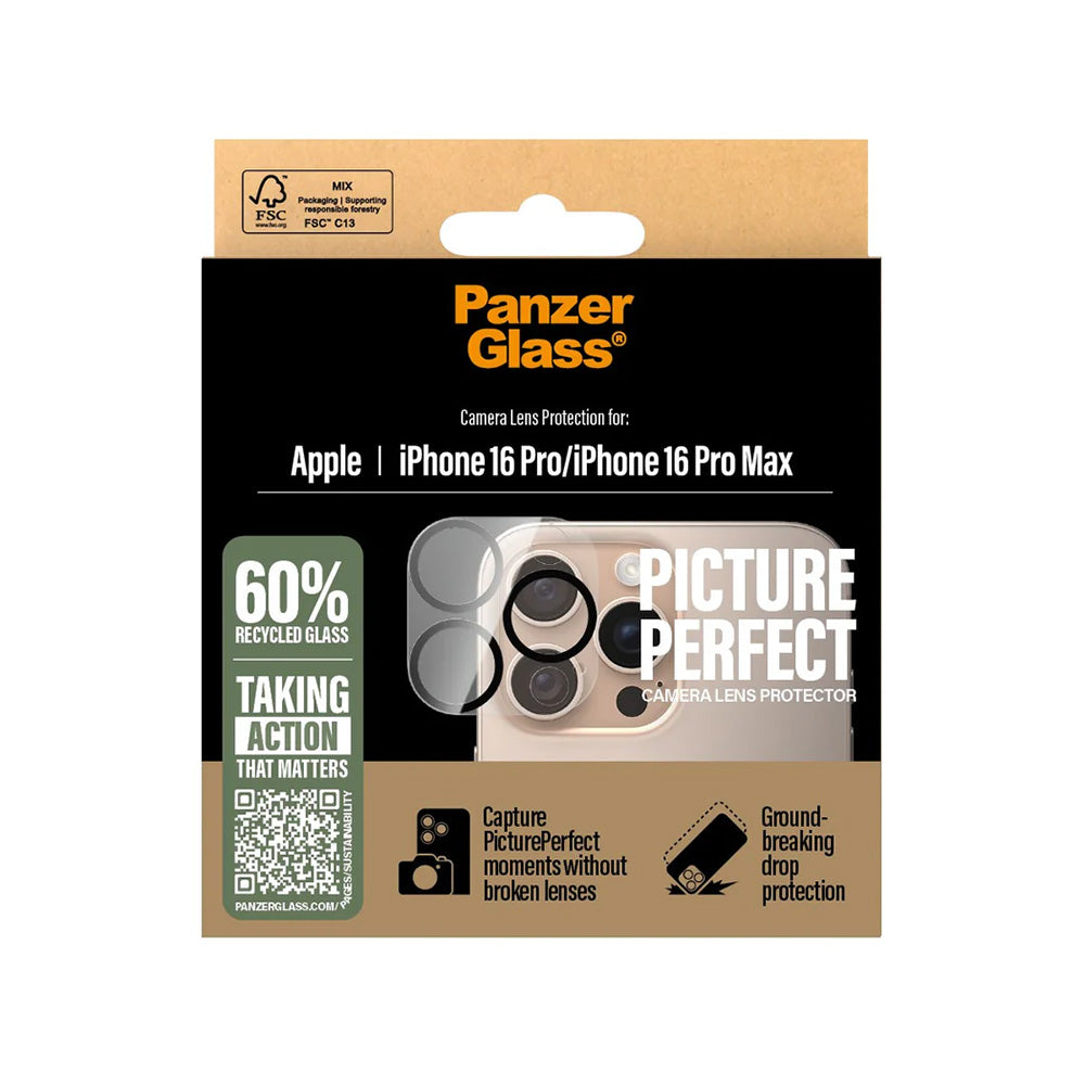 Hátsó kamera védőfólia PanzerGlass PicturePerfect Apple iPhone 16 Pro Max / 16 Pro készülékhez, Edzett üveg, Átlátszó