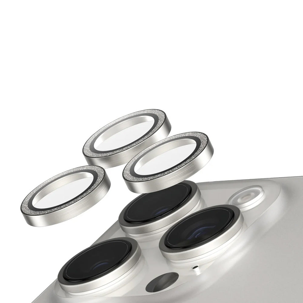 PanzerGlass Safe hátsó kamera védőfólia. Glitter az Apple iPhone 16 Pro Max / 16 Pro készülékhez, Edzett üveg, Ezüst színű