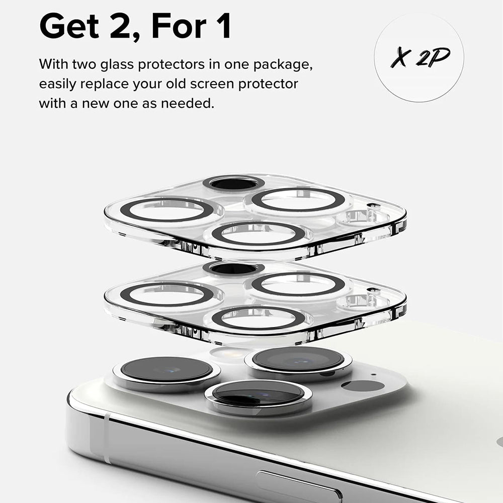 Ringke hátlapi kamera védőfólia Apple iPhone 15 Pro-hoz, edzett üveg, 2 darabos készlet, átlátszó