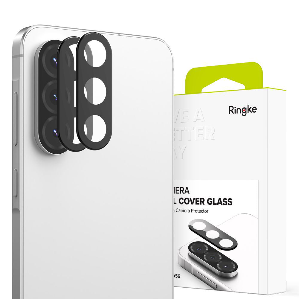 Ringke hátsó kamera védőfólia Samsung Galaxy A56 A566 készülékhez, Edzett üveg, 2 darabos készlet, Fekete