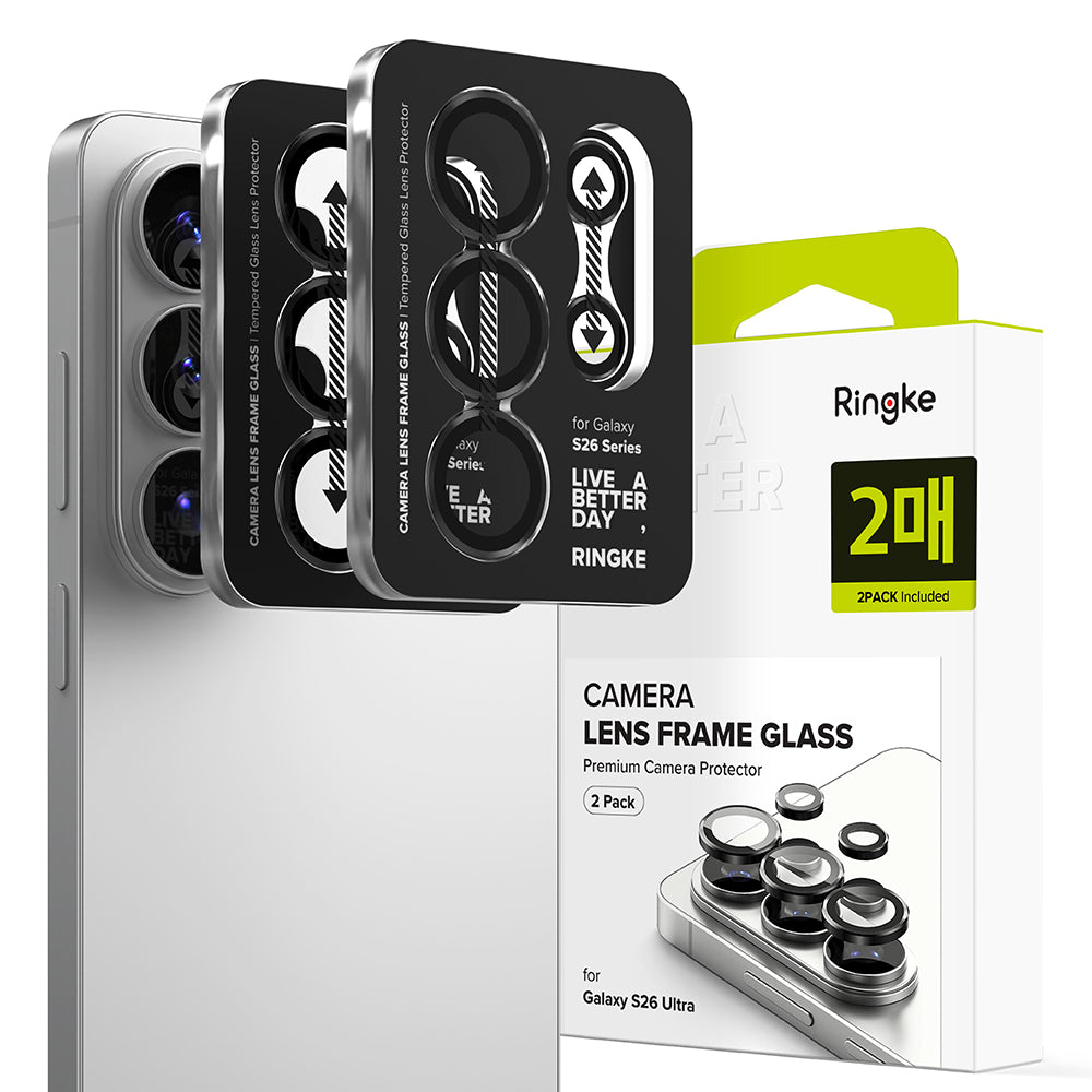 Ringke hátsó kamera védőfólia Samsung Galaxy S26 Ultra S948-hoz, Edzett üveg, 2 darabos készlet, Fekete