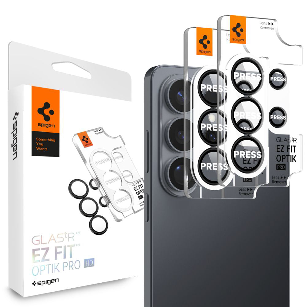 Hátsó kamera védőfólia Spigen GlastR EZ FIT Optik Pro HD Samsung Galaxy S26 Ultra S948-hoz, Edzett üveg, 2 darabos készlet, Fekete