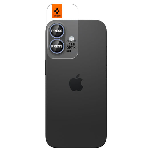 Spigen GlastR EZ FIT Optik Pro hátlapi kamera védőfólia Apple iPhone 17 / 16 Plus / 16 készülékekhez, edzett üveg, 2 darabos készlet, kék