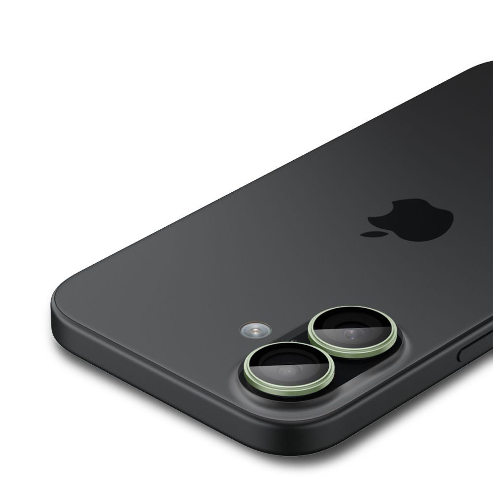 Hátsó kamera védőfólia Spigen GlastR EZ FIT Optik Pro Apple iPhone 17 / 16 Plus / 16-hoz, Edzett üveg, 2 darabos készlet, Zöld AGL10128