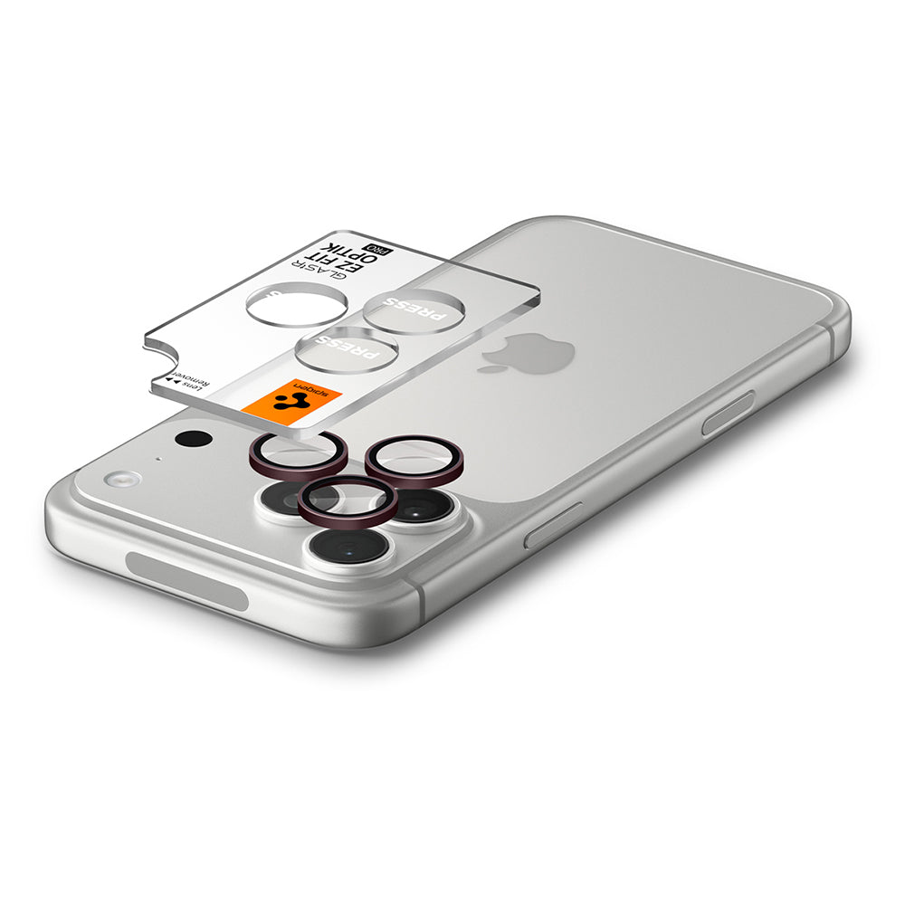 Spigen GlastR EZ FIT Optik Pro hátlapi kamera védőfólia Apple iPhone 18 Pro / 18 Pro Max készülékhez, edzett üveg, 2 darabos készlet, bordó