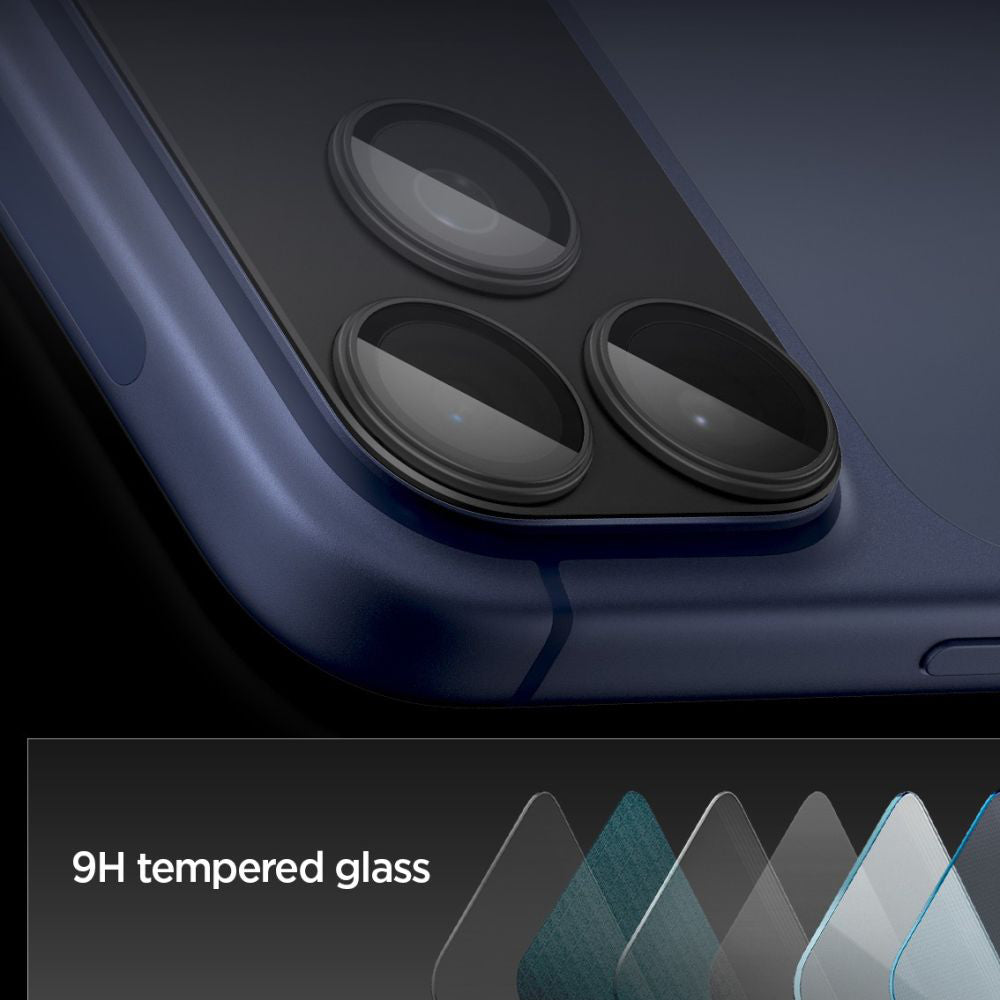 Spigen GlastR EZ FIT Optik Pro XL hátsó kamera védőfólia Apple iPhone 17 Pro Max-hoz, Edzett üveg, Fekete AGL10649