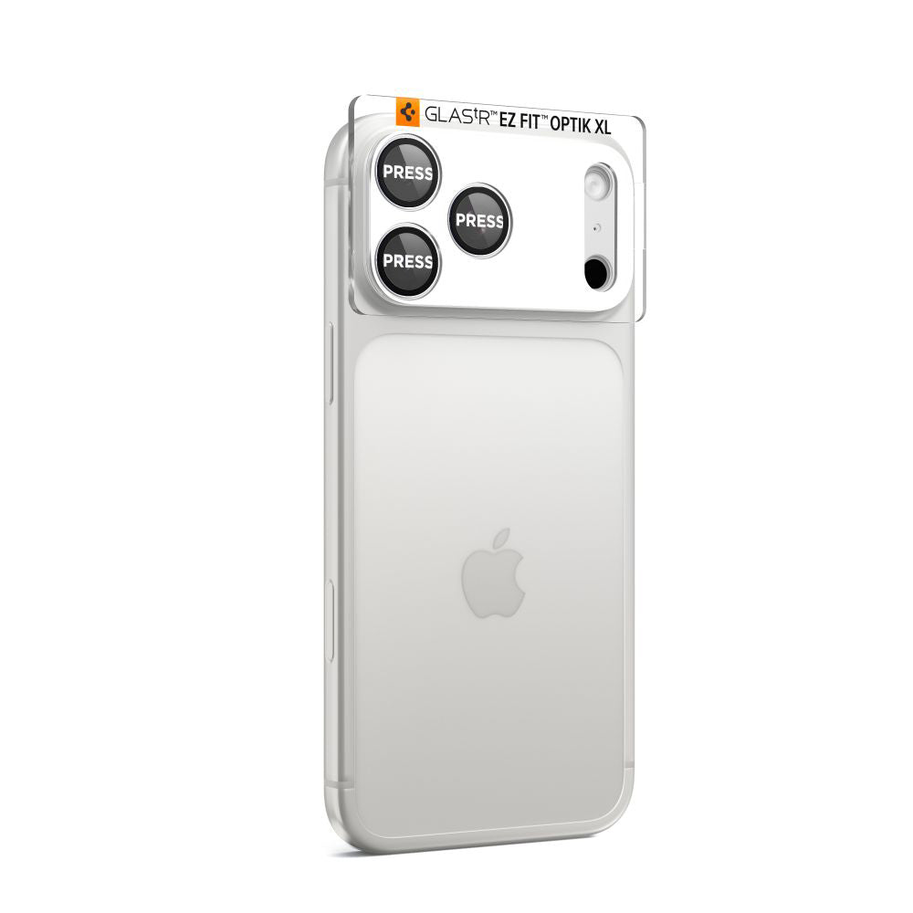 Hátsó kamera védőfólia Spigen GlastR EZ FIT Optik Pro XL Apple iPhone 17 Pro-hoz, Edzett Üveg, Ezüst AGL10647