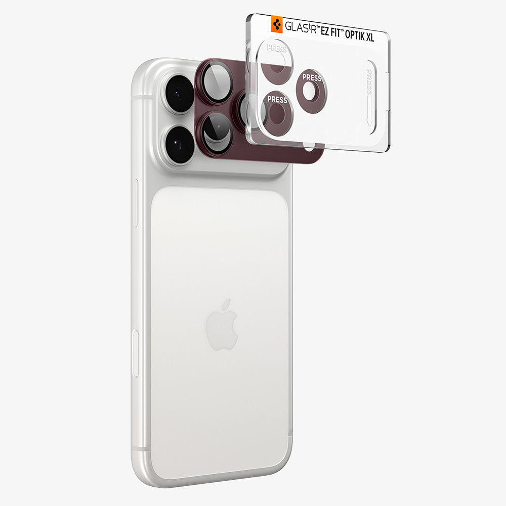 Spigen GlastR EZ FIT Optik Pro XL hátlapi kamera védőfólia Apple iPhone 18 Pro Max készülékhez, edzett üveg, bordó AGL12040