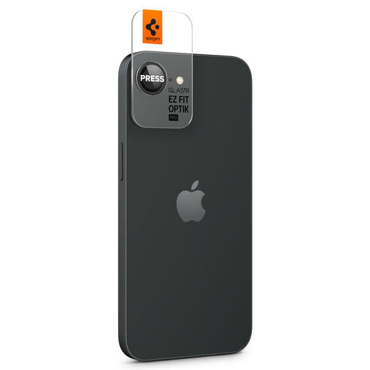 Hátsó kamera védőfólia Spigen GlastR EZ FIT Optik Pro Apple iPhone 17e / 16e készülékhez, Edzett üveg, 2 darabos készlet, Fekete AGL09279