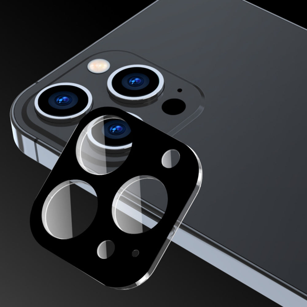 Techsuit hátlapi kamera védőfólia Apple iPhone 15 Pro Max / 15 Pro készülékhez, edzett üveg, fekete