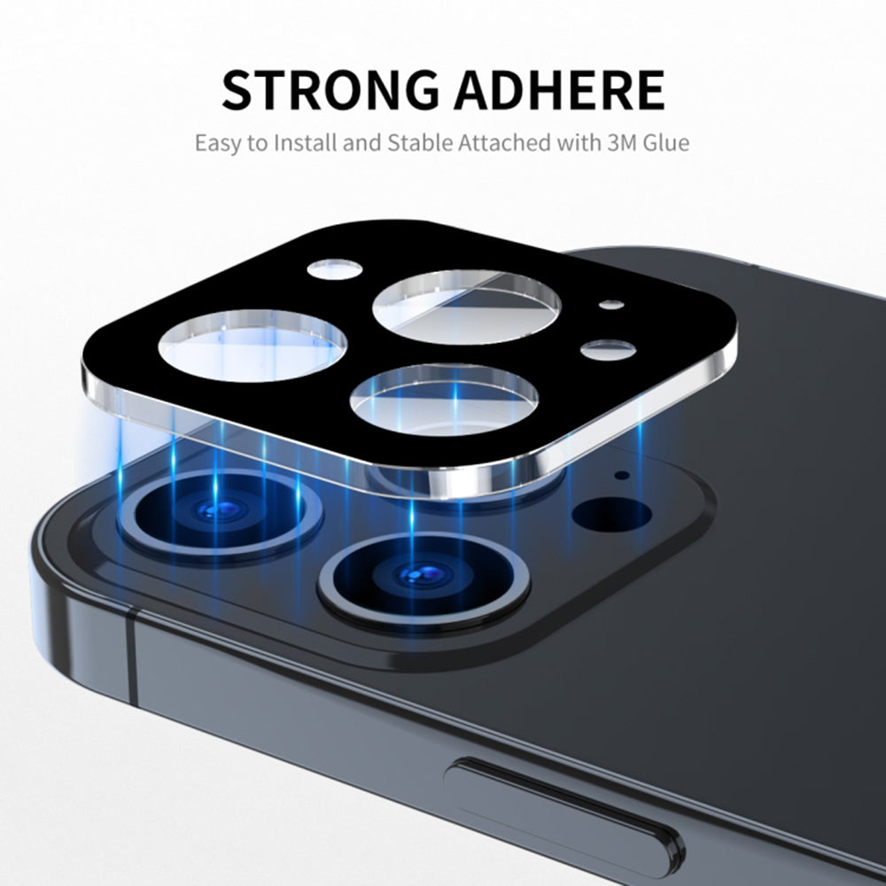Techsuit hátlapi kamera védőfólia Apple iPhone 15 Pro Max / 15 Pro készülékhez, edzett üveg, fekete