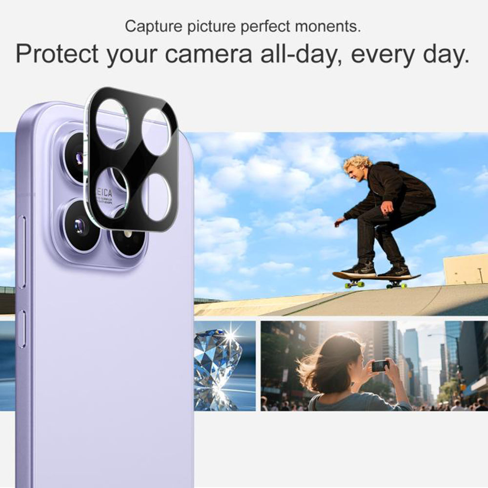 Techsuit hátsó kamera védőfólia Xiaomi 17-hez, Edzett üveg, Fekete