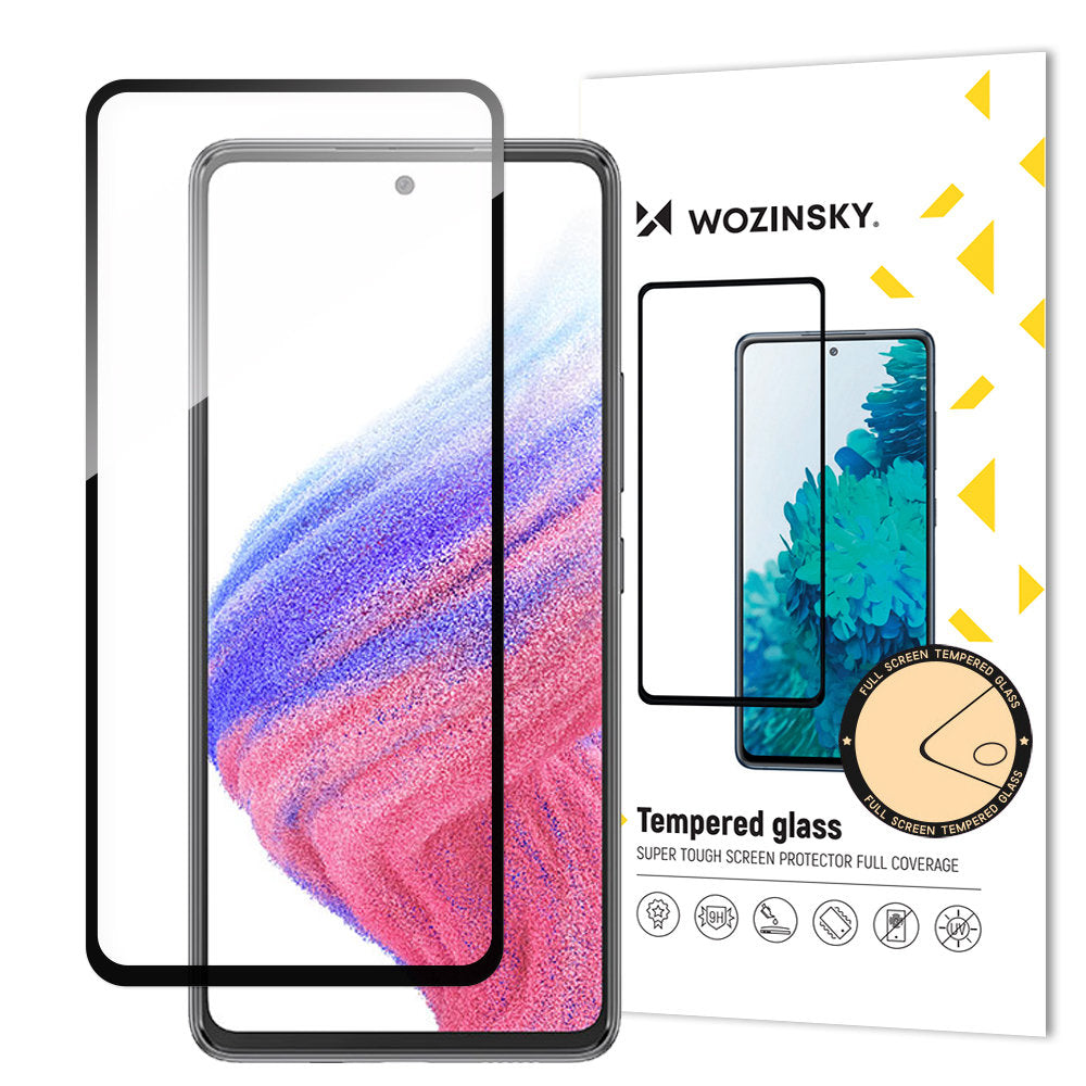 WZK képernyővédő Samsung Galaxy A54 A546, védett üveg, teljes ragasztás, Fekete