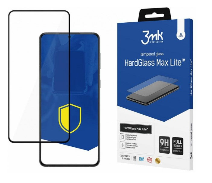 Képernyővédő 3MK HardGlass Max Lite Samsung Galaxy S22 5G S901, üveg védőpajzs, teljes ragasztás, Fekete