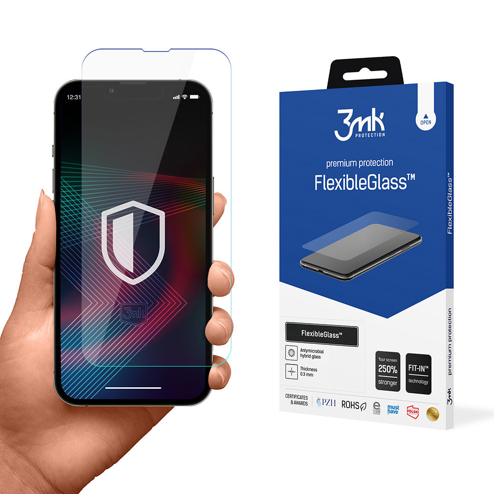 3MK FlexibleGlass képernyővédő fólia Apple iPhone 14 Pro / 14 készülékhez, rugalmas üveg, teljes ragasztóval