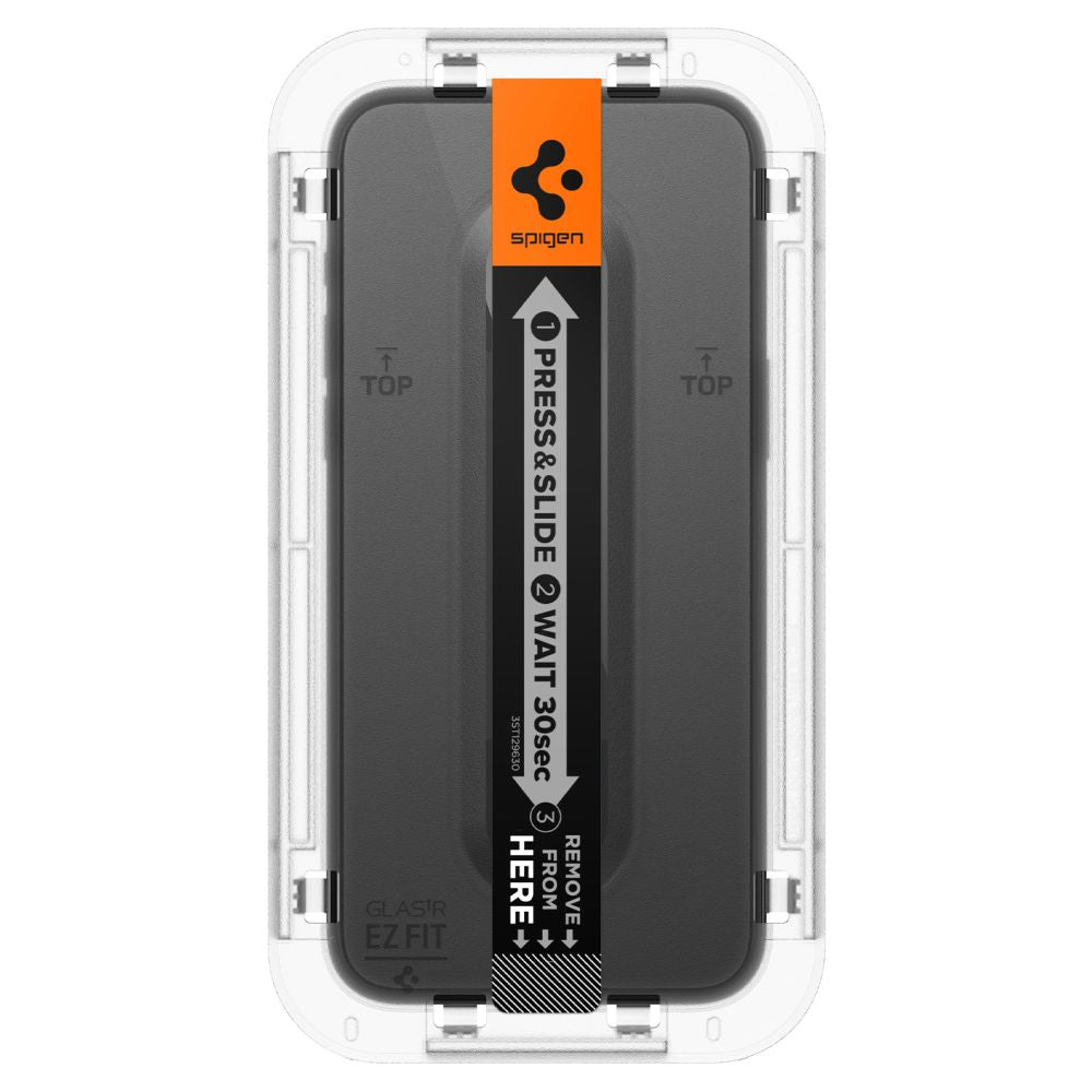 Spigen GlastR EZ FIT HD képernyővédő fólia Apple iPhone 15-höz, Edzett üveg, Teljes ragasztás, 2.5D, Fekete AGL06908