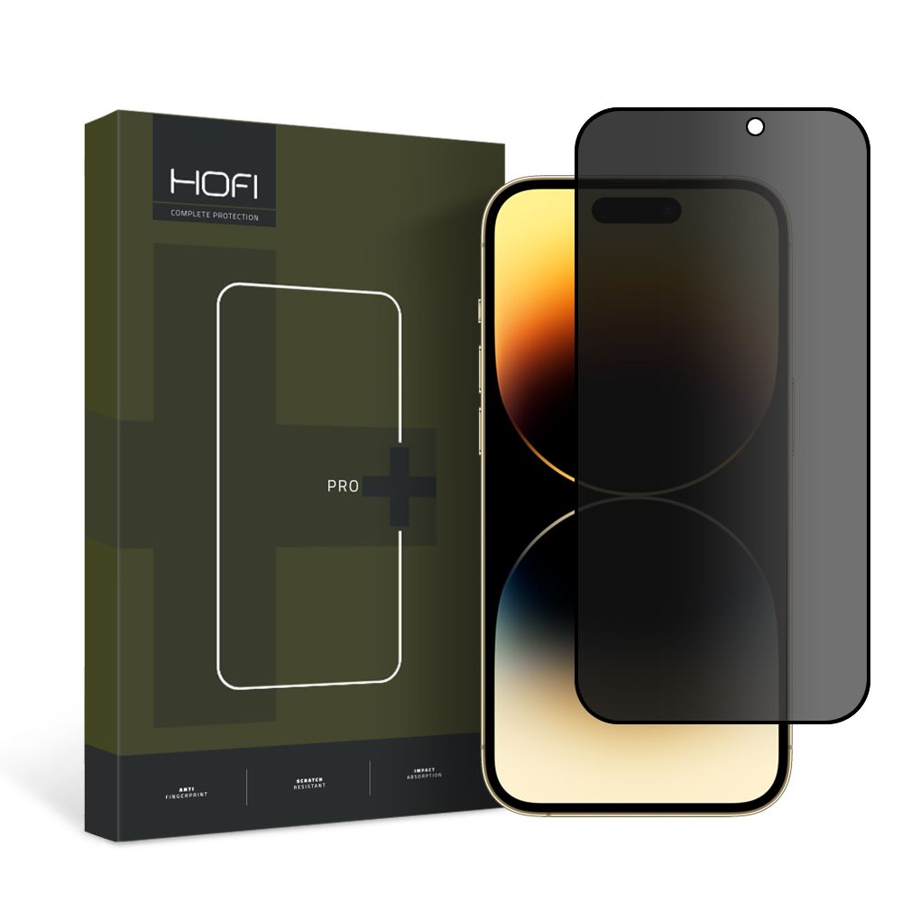 Privacy HOFI PRO+ védőfólia Apple iPhone 15 Pro Max készülékhez, Edzett üveg, Teljes ragasztás