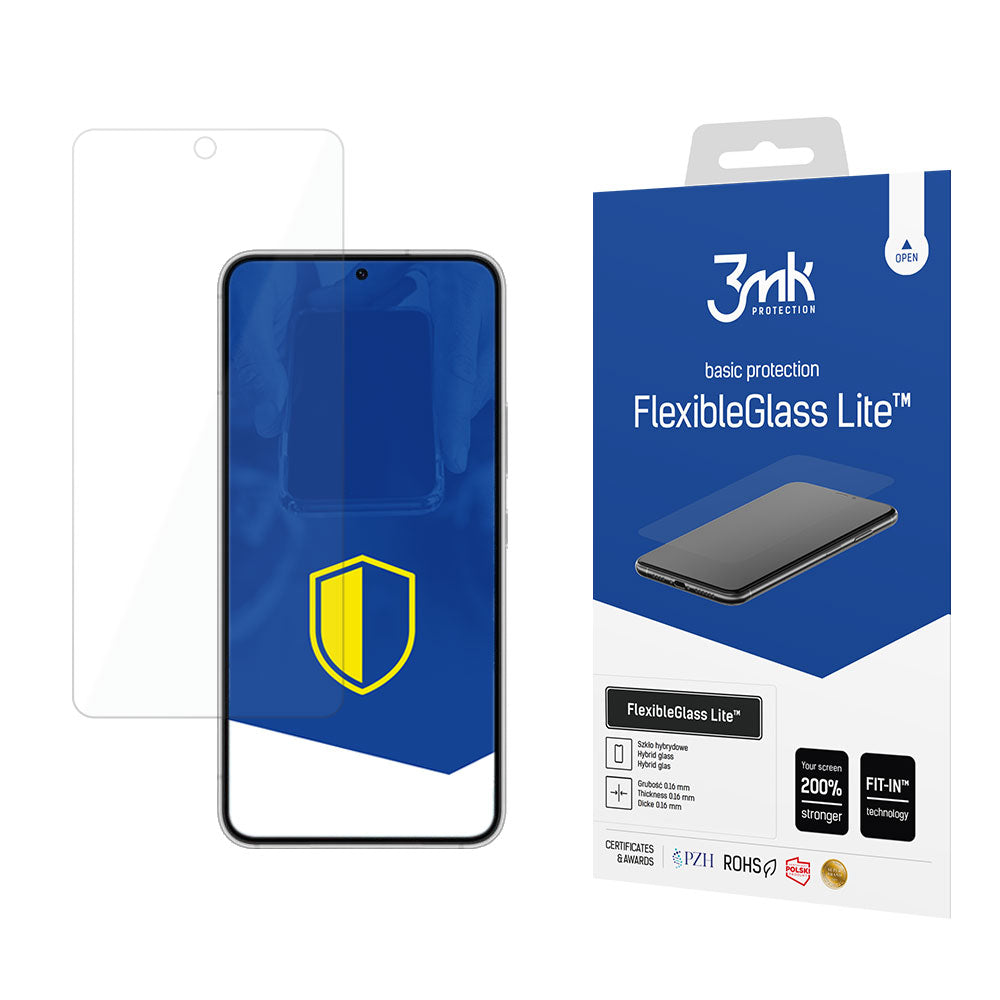 3MK FlexibleGlass Lite képernyővédő fólia Samsung Galaxy S22 5G S901-hez, Rugalmas Üveg, Teljes Ragasztás