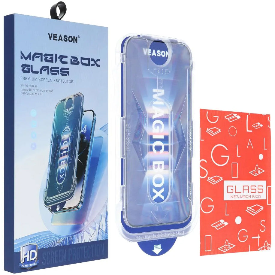 Veason képernyővédő Apple iPhone 14 Plus / 13 Pro Max készülékhez, üveg védett, teljes ragasztás, 6D, Fekete