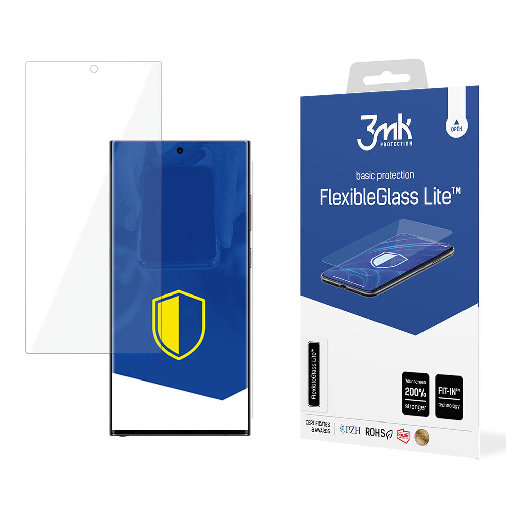 3MK FlexibleGlass Lite képernyővédő fólia Samsung Galaxy S24 Ultra S928 készülékhez, rugalmas üveg, teljes ragasztóval