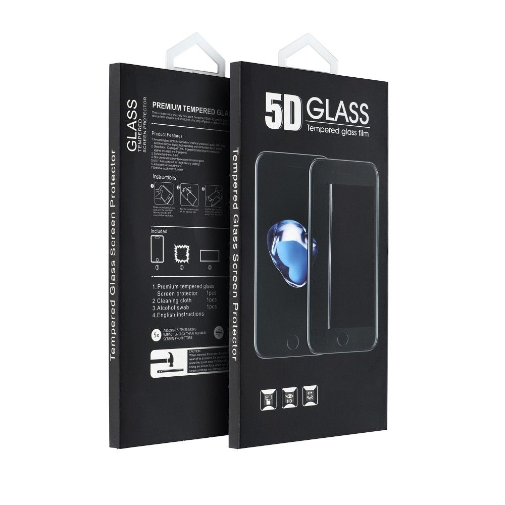 OEM képernyővédő fólia Huawei P20 Pro-hoz, Edzett üveg, Teljes ragasztás, 5D, Fekete