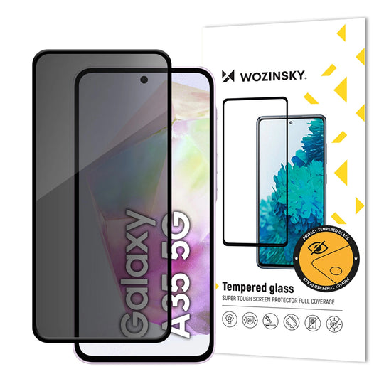 WZK AntiSpy Privacy képernyővédő a Samsung Galaxy A35 5G A356, védőüveg, teljes ragasztóval