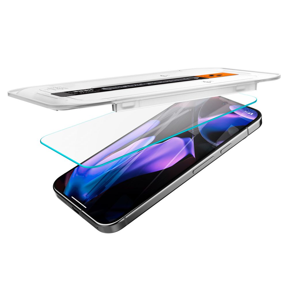 Spigen GlastR EZ FIT képernyővédő fólia Google Pixel 9 / 9 Pro készülékhez, Edzett üveg, Teljes ragasztás, 2 darabos készlet, 2.5D AGL08442