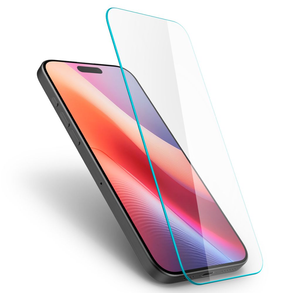 Spigen GlastrR Slim HD képernyővédő fólia Apple iPhone 16 / 15 készülékhez, Edzett üveg, Teljes ragasztás, 2.5D AGL06910