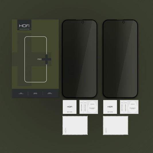 Adatvédelmi képernyővédő HOFI Glass PRO+ Apple iPhone 16-hoz, védőpajzs, teljes ragasztás, 2 darab, 2.5D