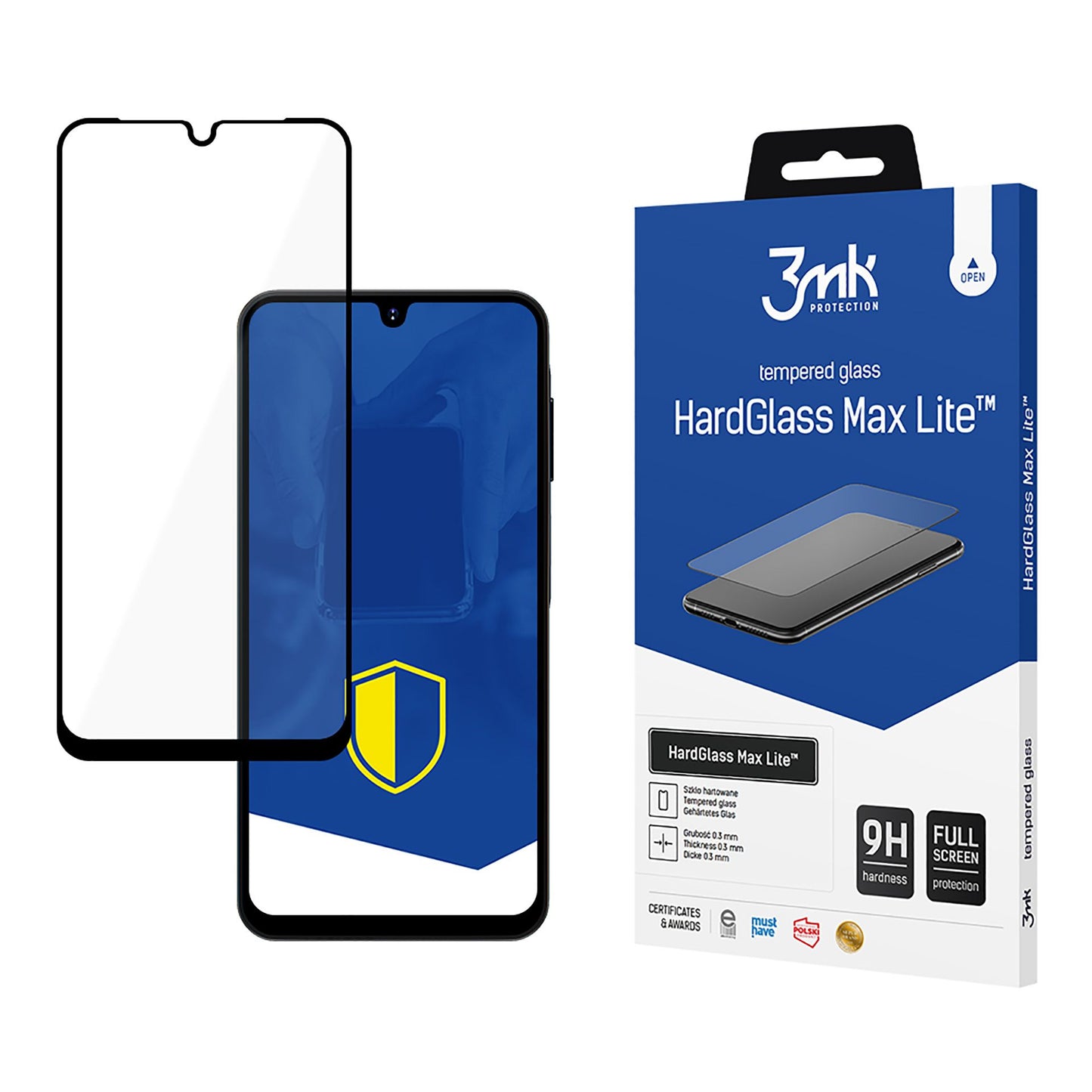 3MK HardGlass Max Lite képernyővédő fólia Samsung Galaxy A26 A266 / A16 5G A166 készülékhez, Edzett üveg, Teljes ragasztás, Fekete