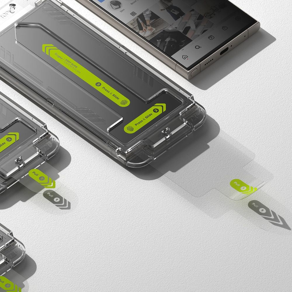 Ringke Easy Slide Privacy képernyővédő fólia Samsung Galaxy S24 Ultra S928 készülékhez, edzett üveg, teljes ragasztó, 2 darabos szett