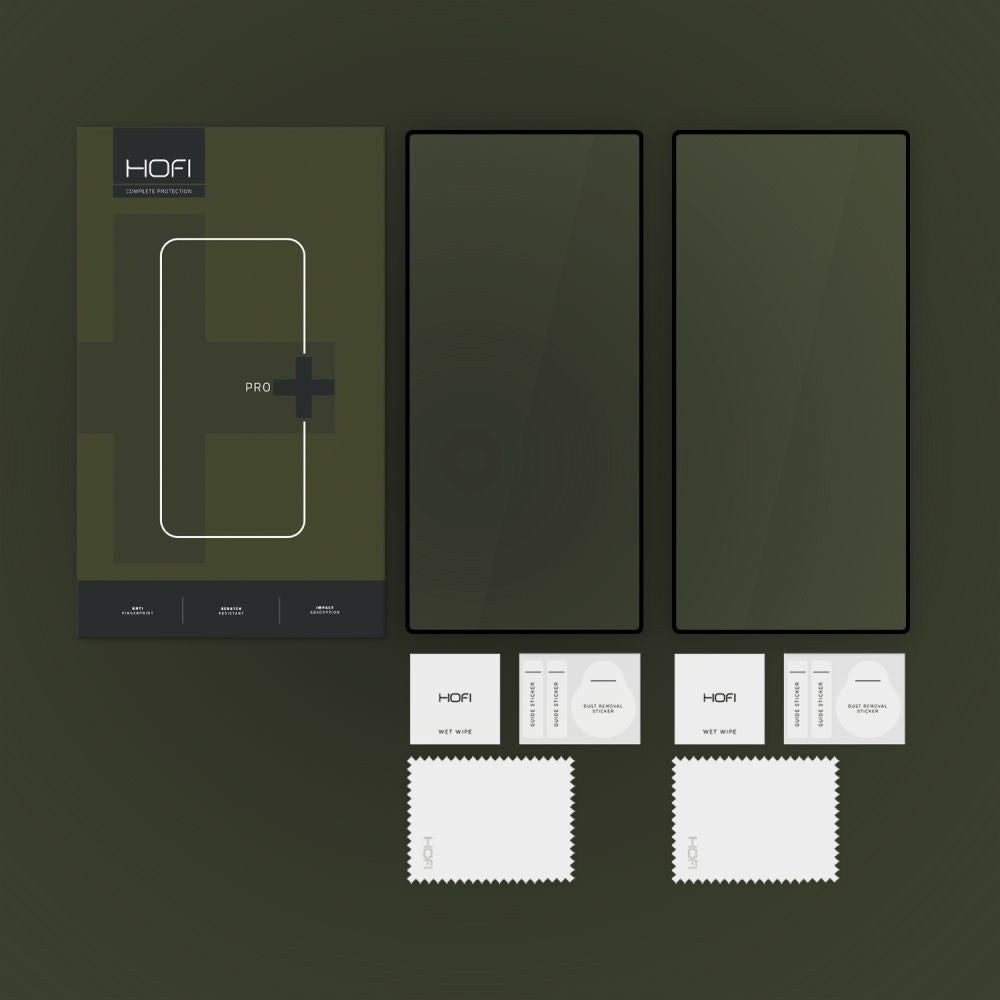 HOFI Glass PRO+ képernyővédő fólia Samsung Galaxy S25 Ultra S938-hoz, edzett üveg, teljes ragasztófelület, 2 darabos készlet, fekete