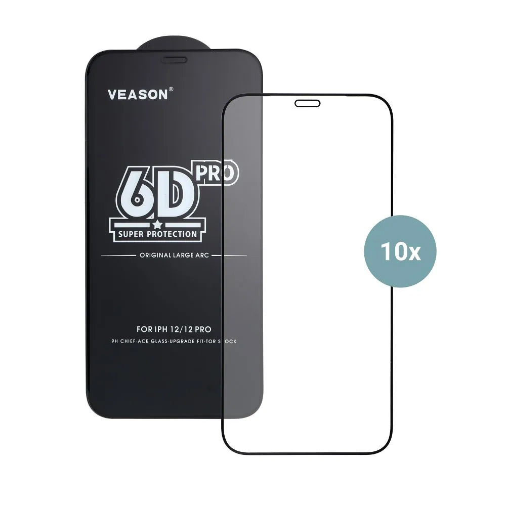 Veason PRO képernyővédő fólia Apple iPhone 17 Pro-hoz, edzett üveg, teljes ragasztó, 10 darabos készlet, 6D, fekete