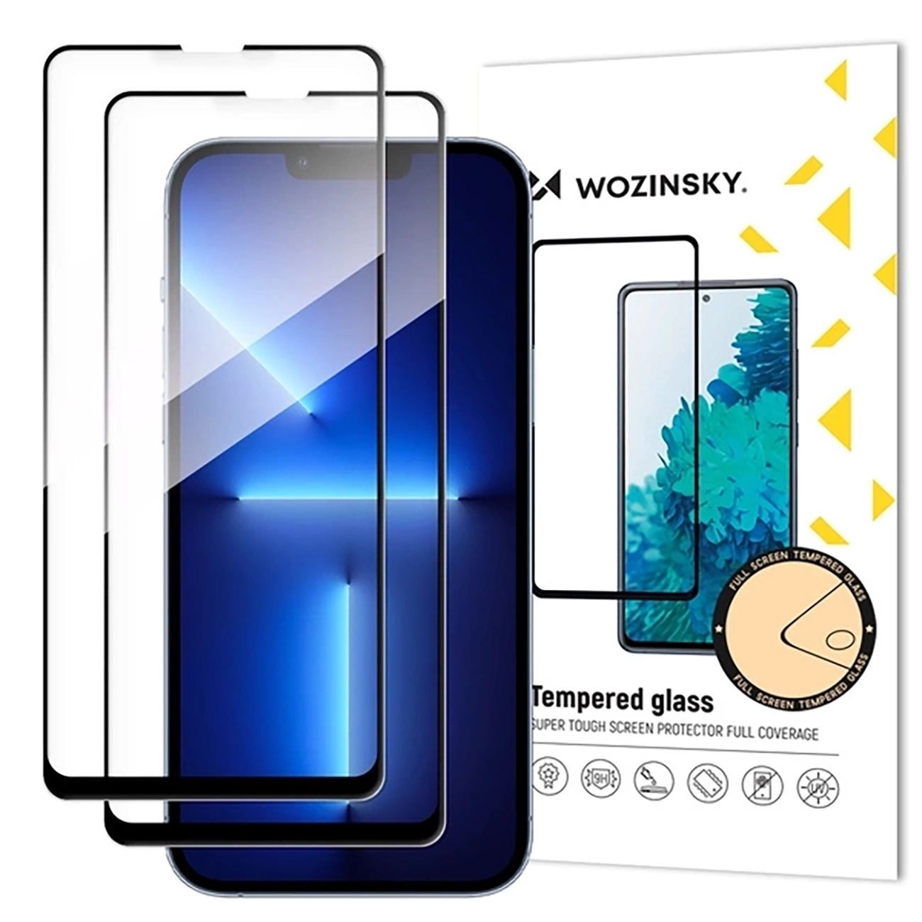 WZK képernyővédő fólia Samsung Galaxy S25 FE-hez, edzett üveg, teljes ragasztó, 2 darabos készlet, fekete