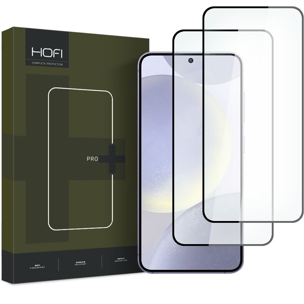 HOFI Glass PRO+ védőfólia Samsung Galaxy S24 S921 készülékhez, Edzett üveg, Teljes ragasztás, 2 darabos készlet, 2.5D, Fekete