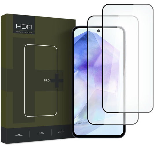 HOFI Glass PRO+ képernyővédő Samsung Galaxy A55 5G A556 / A35 5G A356, üvegpajzs, teljes ragasztás, 2 darabos készlet, 2.5D, fekete