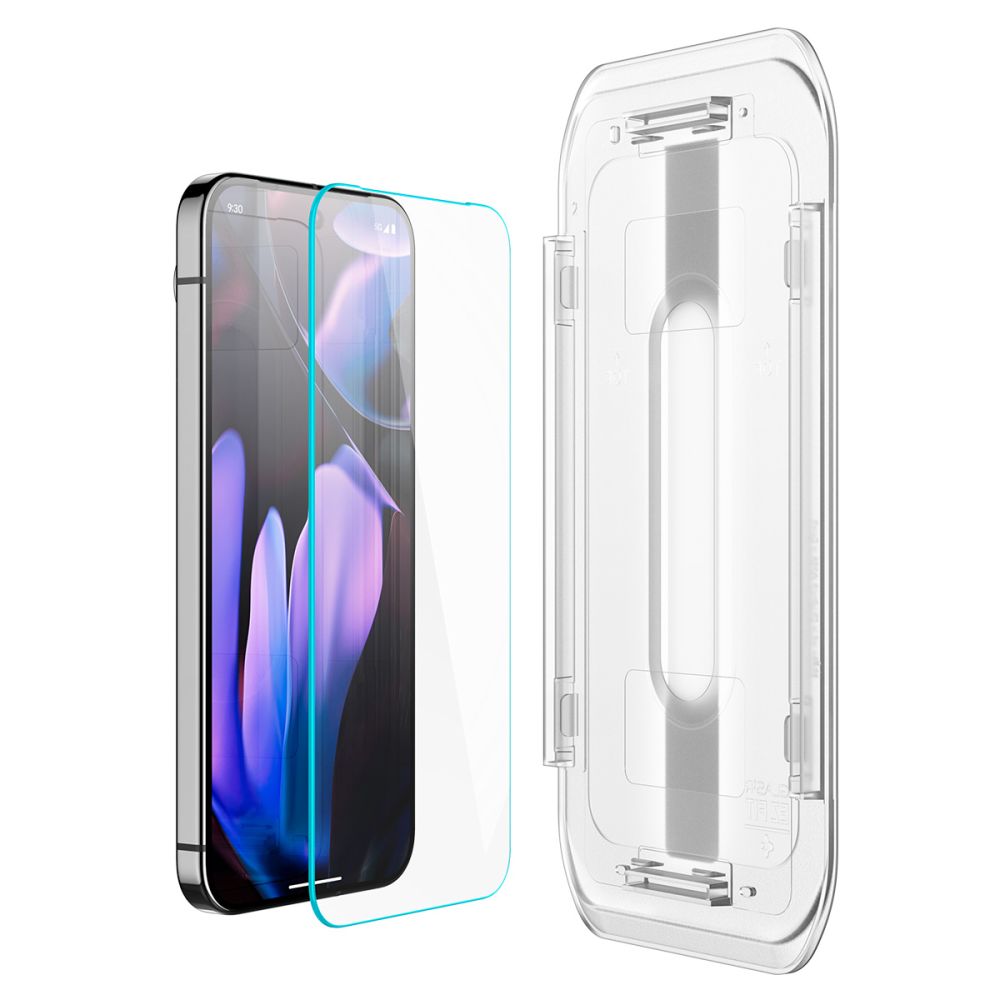 Spigen GlastR EZ FIT képernyővédő fólia Google Pixel 9 / 9 Pro készülékhez, Edzett üveg, Teljes ragasztás, 2 darabos készlet, 2.5D AGL08442