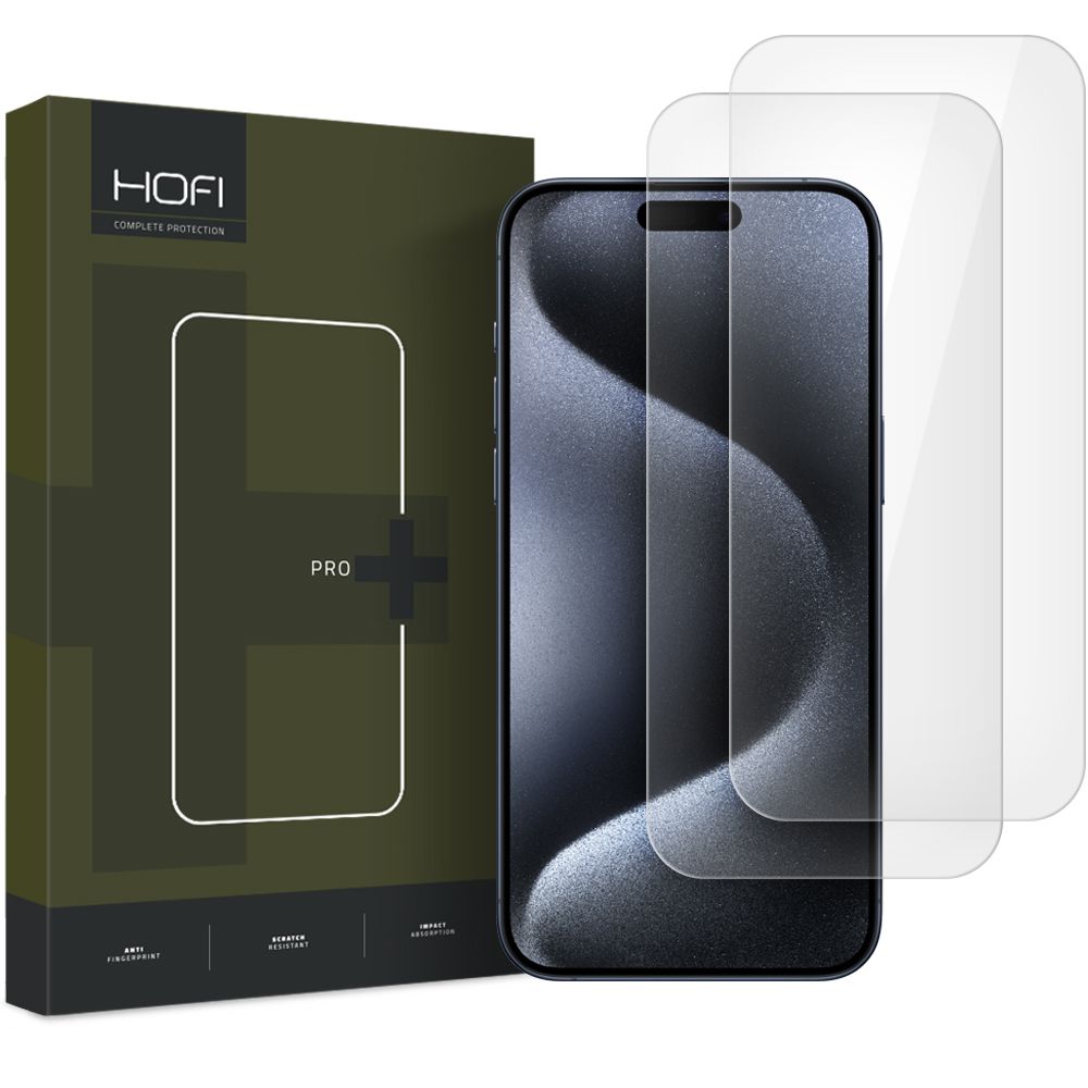 HOFI Glass PRO+ képernyővédő fólia Apple iPhone 16 Pro-hoz, Edzett üveg, Teljes ragasztás, 2 darabos készlet, 2.5D