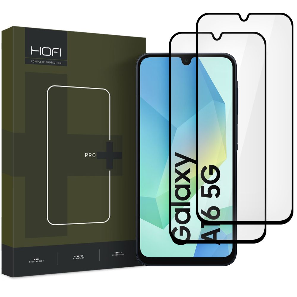 HOFI Glass PRO+ képernyővédő fólia Samsung Galaxy A17 4G / A17 5G készülékhez, Edzett üveg, Teljes ragasztás, 2 darabos készlet, 2.5D, Fekete