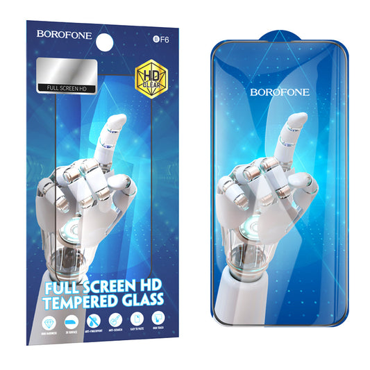 Borofone BF6 Diamond Armor képernyővédő Apple iPhone 16 Pro készülékhez, üvegvédelem, teljes ragasztás, 10 darabos készlet, fekete