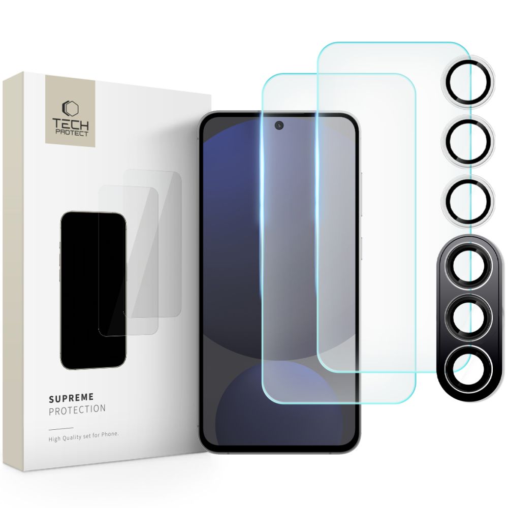 Tech-Protect Supreme hátlapi képernyő- és kameravédő fólia Samsung Galaxy S24 FE S721, üvegvédelem, teljes ragasztás, 2.5D