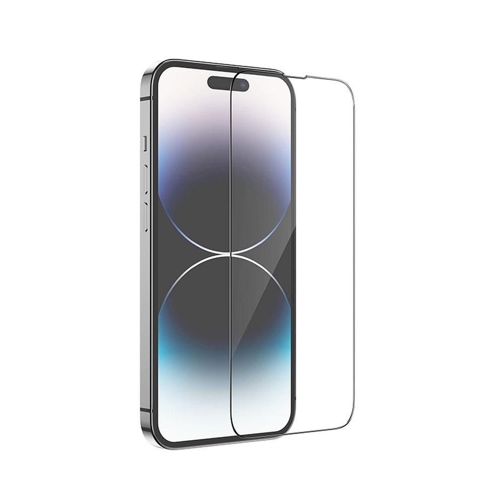 HOCO védőfólia Apple iPhone 14 Pro készülékhez, Edzett üveg, Teljes ragasztás, 10 darabos készlet, Fekete