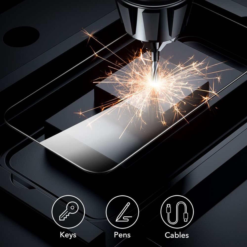 ESR képernyővédő fólia Apple iPhone 16 Pro Max készülékhez, Edzett üveg, Teljes ragasztás, 2 darabos készlet, Fekete