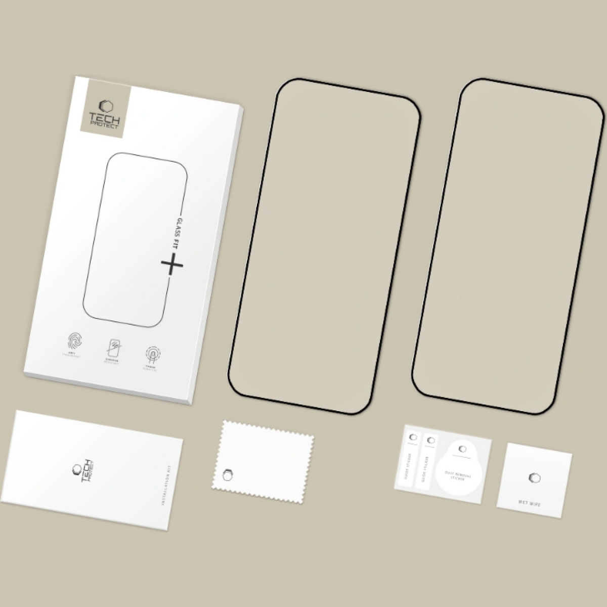 Tech-Protect FIT+ képernyővédő fólia Xiaomi Poco F8 Ultra készülékhez, edzett üveg, teljes ragasztó, 2 darabos készlet, 2.5D, fekete