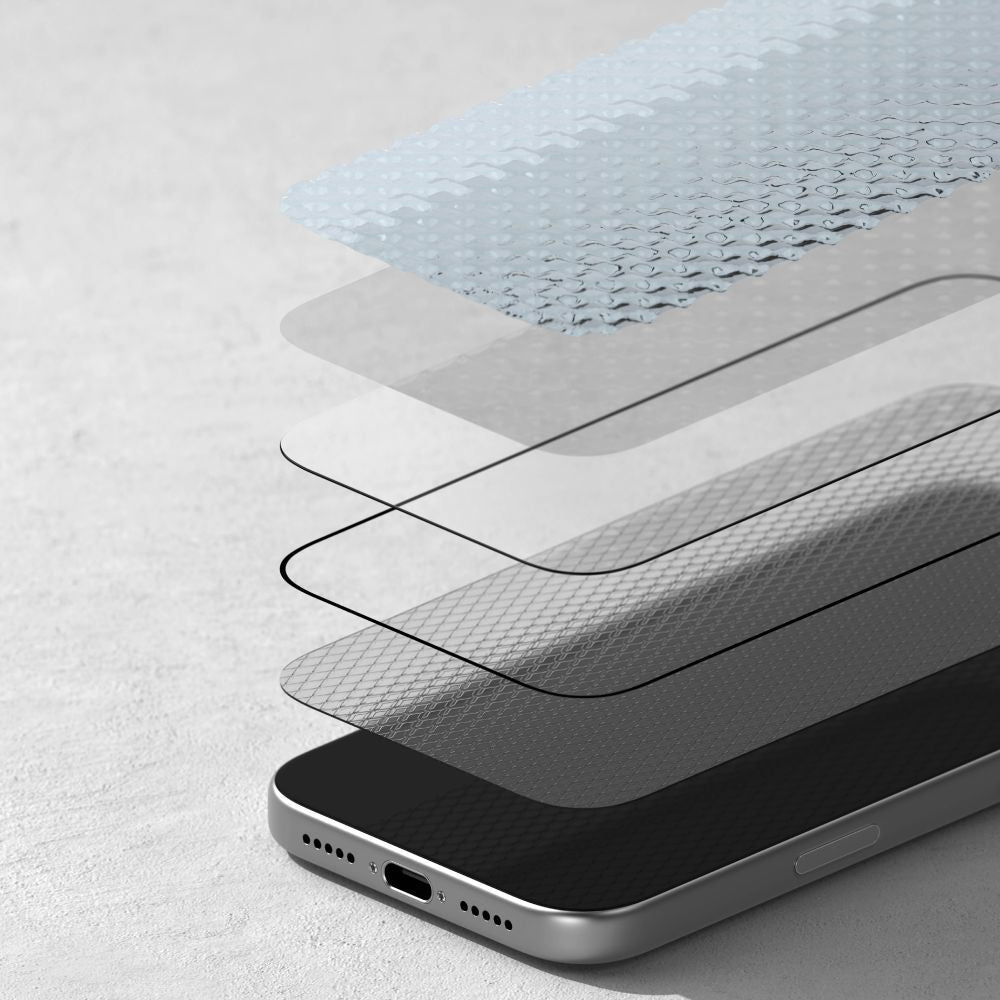 Ringke Easy Slide AR képernyővédő fólia Apple iPhone 17 Pro-hoz, Edzett üveg, Teljes ragasztó, 2.5D, Fekete