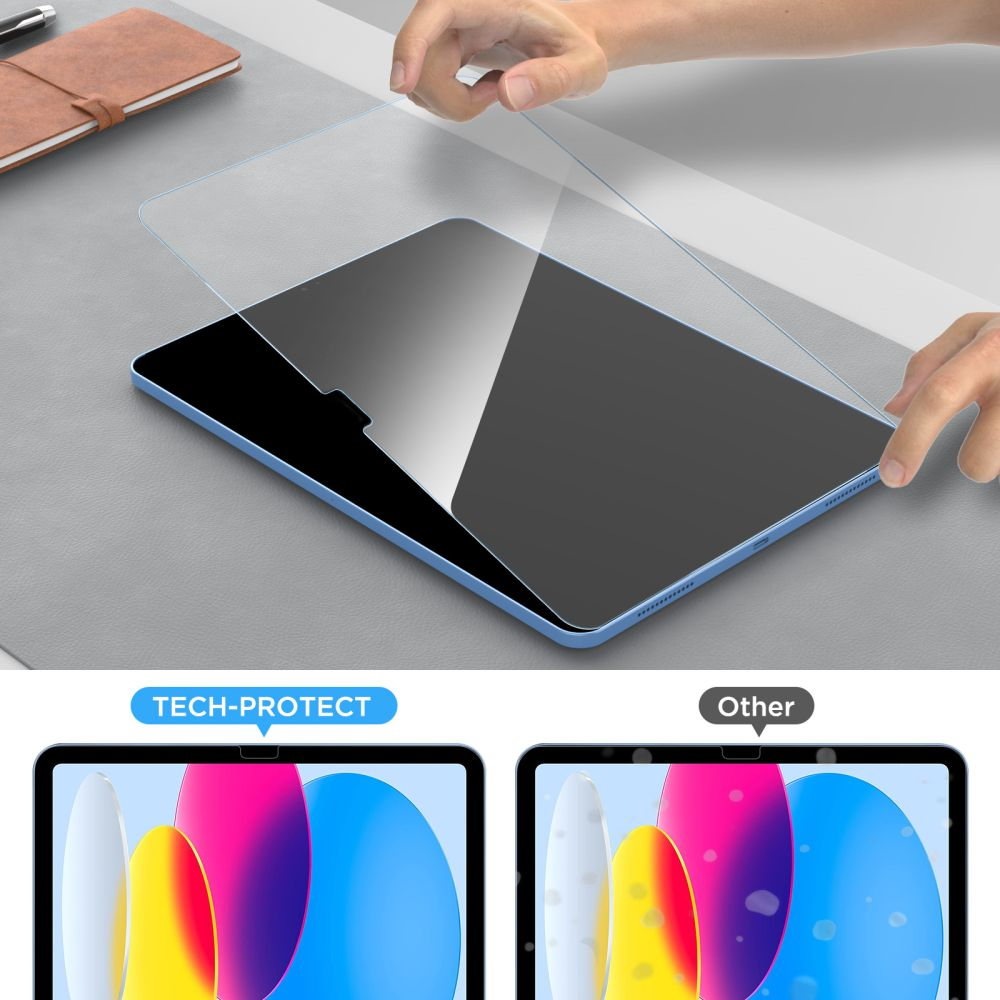 Tech-Protect FIT+ védőfólia Samsung Galaxy Tab S10 FE+ készülékhez, Edzett üveg, Teljes ragasztás, 2 darabos készlet, 2.5D