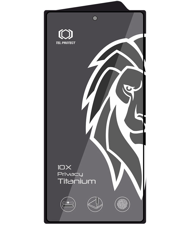 Tel Protect 10X Plus Titanium adatvédő kijelzővédő fólia Samsung Galaxy S25 Ultra S938 készülékhez, edzett üveg, teljes felületén ragasztós