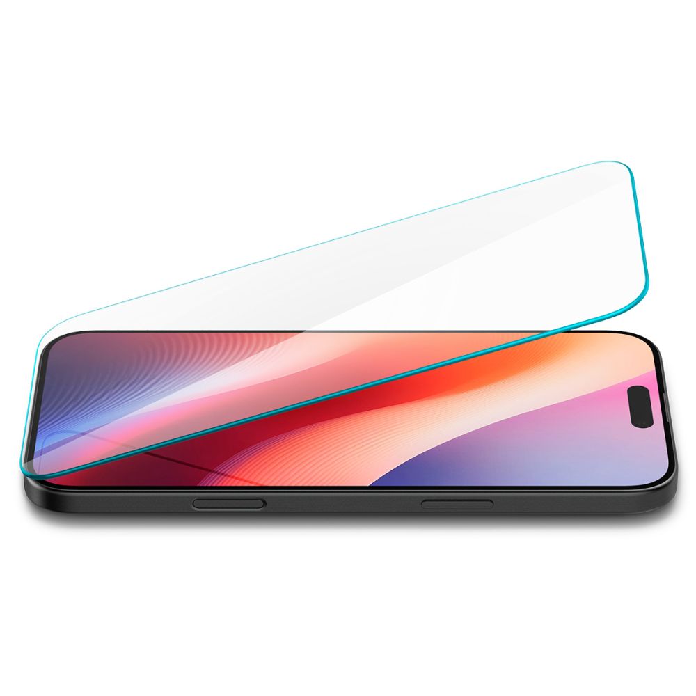 Spigen GlastrR Slim HD képernyővédő fólia Apple iPhone 16 / 15 készülékhez, Edzett üveg, Teljes ragasztás, 2.5D AGL06910