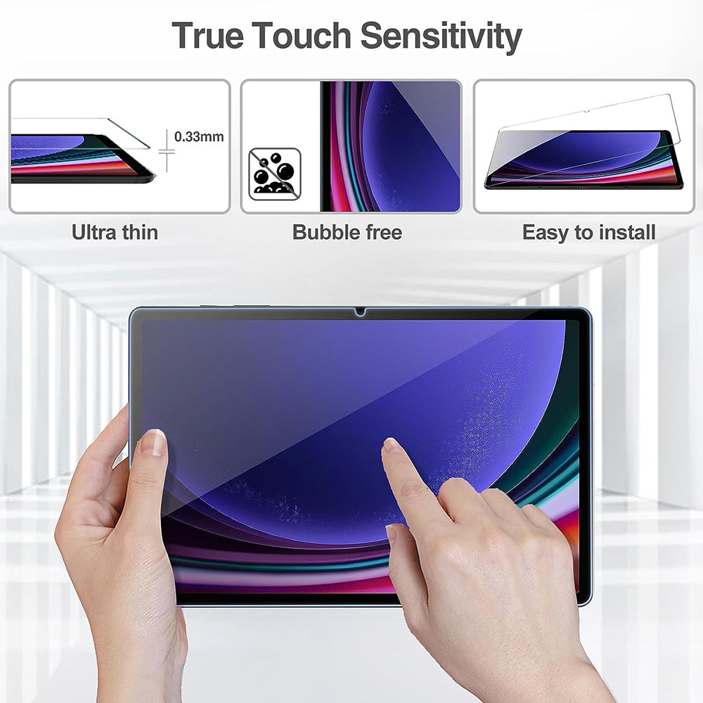 Lito Classic képernyővédő fólia Samsung Galaxy Tab S9 FE / Tab S9 készülékhez, edzett üveg, teljes ragasztó, 2.5D
